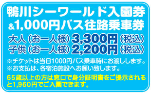 鴨川シーワールド入場券&1000円バス往路乗車券